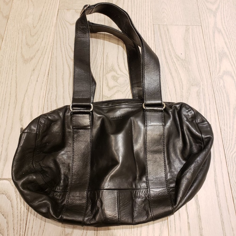 m0851 Black Leather Tennis Bag